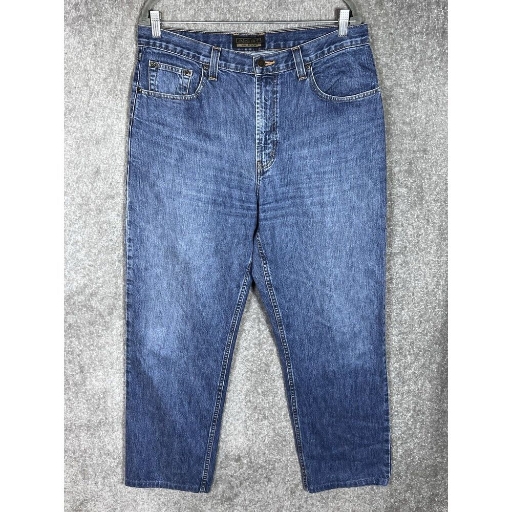 Axist Jeans Mens Size 34x30* Blue Denim Distressed Cotton‎ Straight Leg Pockets